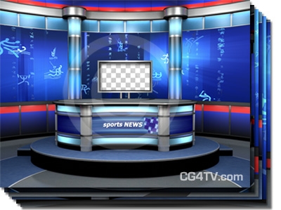 News Channel on Sport News Studio Set Blue High Resolution