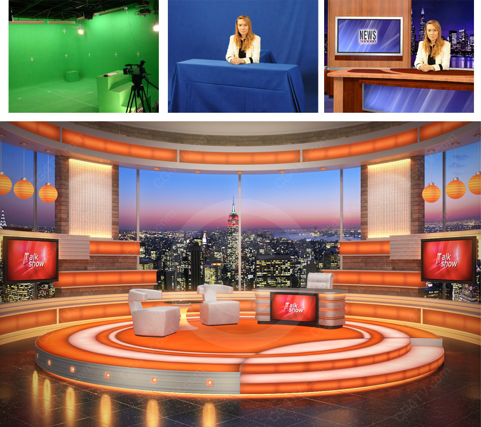 Samples of Virtual Studio Sets and Green Screen Backgrounds