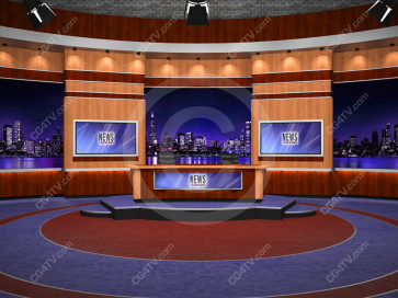 News Virtual Studio Set for two anchors -- Camera 1